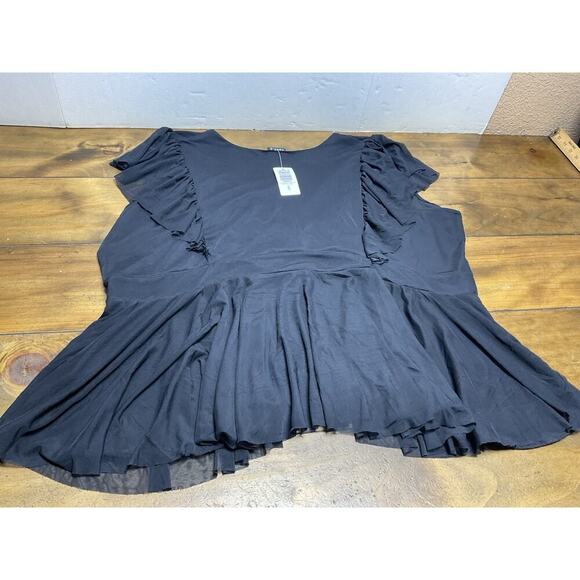 Torrid Black Mesh Surplice Flutter Sleeve Babydoll Top Plus Size 5X - Picture 9 of 9